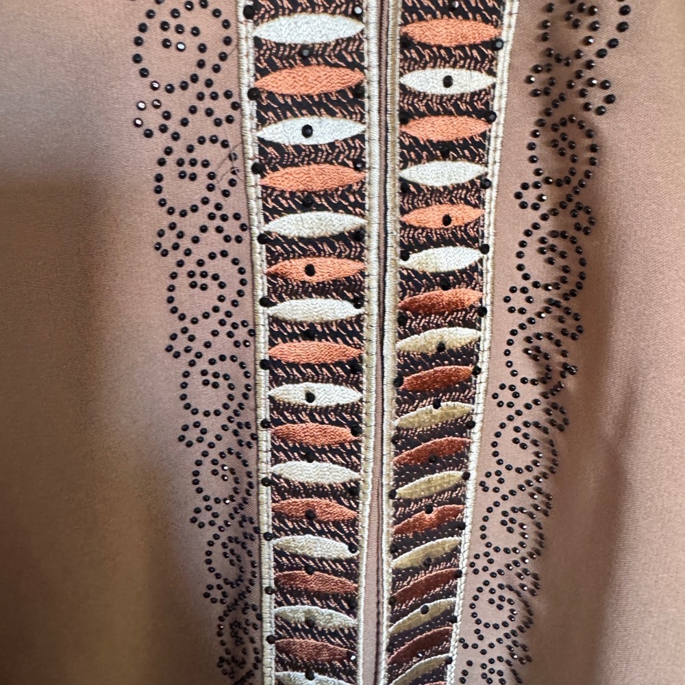 Brown Embroidered Long Robe - Picture 2 of 4